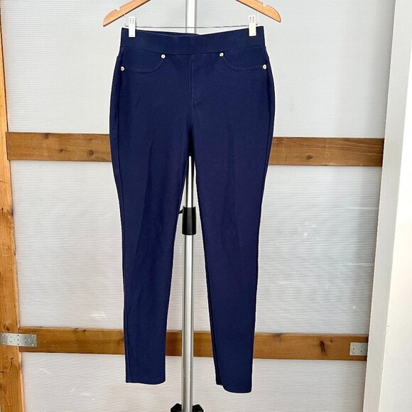Michael Michael Kors Pull On Leggings Stretch Twill High Rise Pants Purple Sz M - Picture 2 of 14